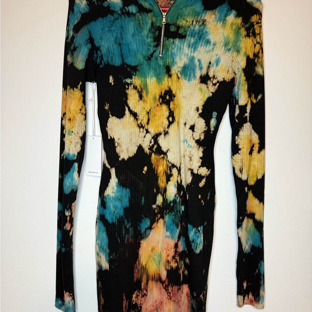 Cotton Citizen Black and Blue Tie-Dye Dress